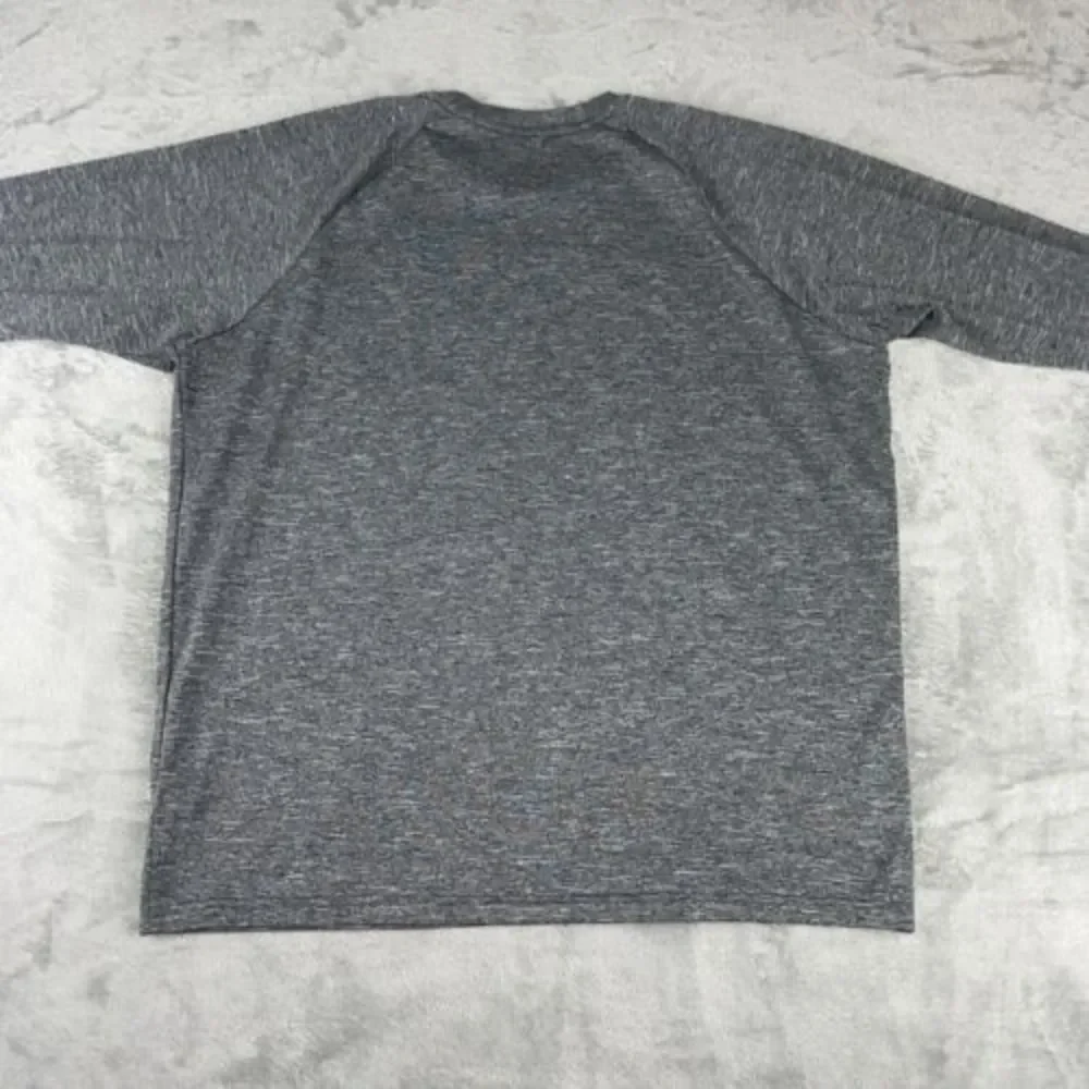 Nike Swim Dri-Fit Shirt Mens M Gray Black Long‎ Sleeve Swoosh Crew Neck UPF 40